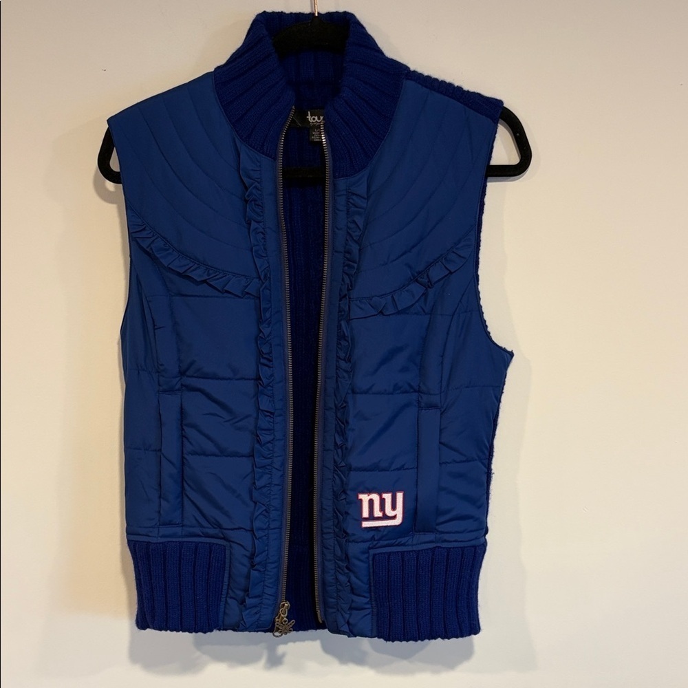 Touch by Alyssa Milano Ruffle Sweater-back Vest with NY Giants Logo